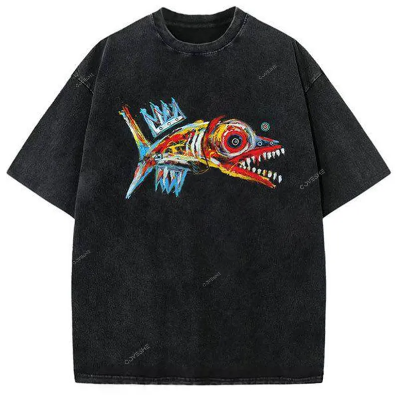 Unisex King Of The Seabed Printed Washed Tee