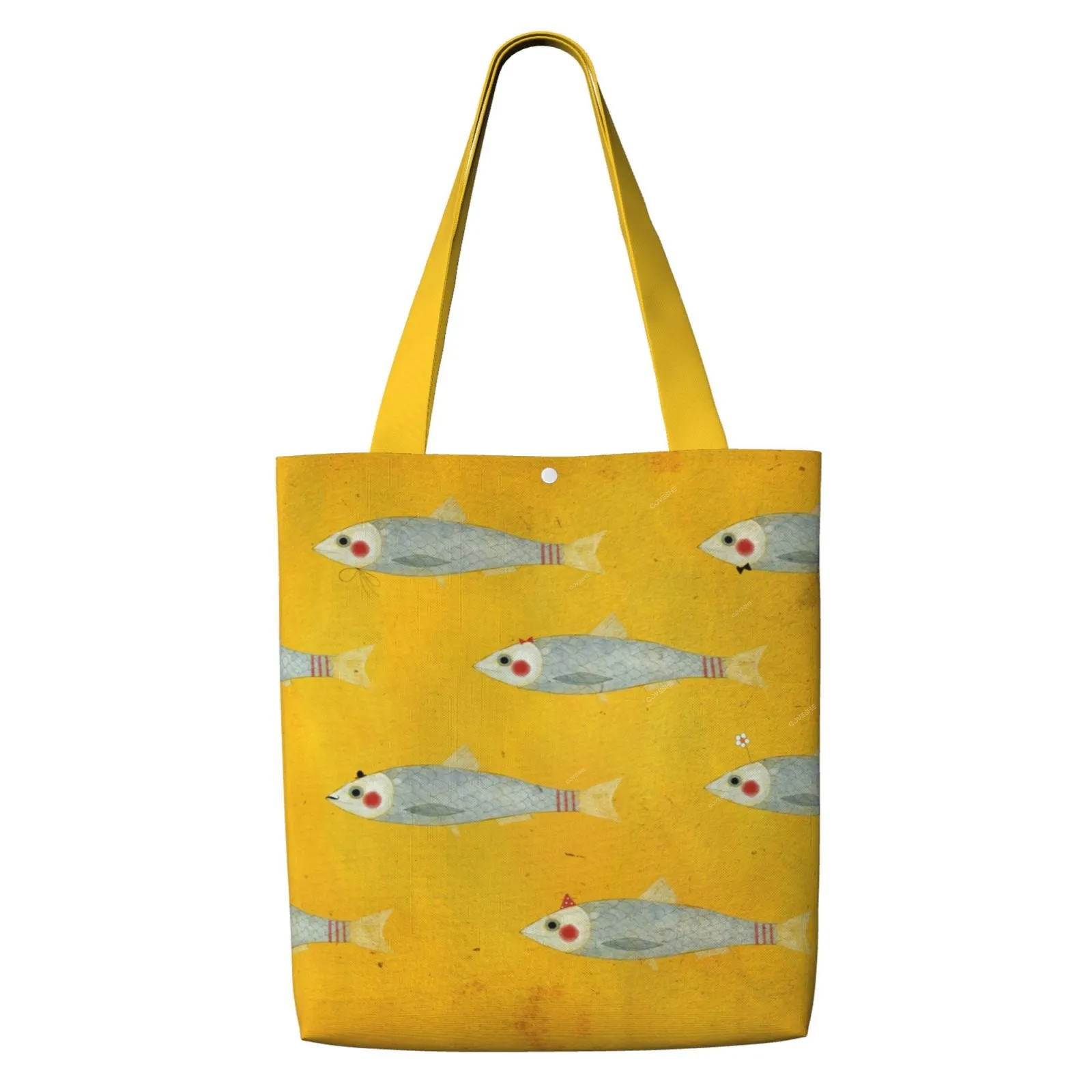 Fish Printed Shoulder Shopping Bag