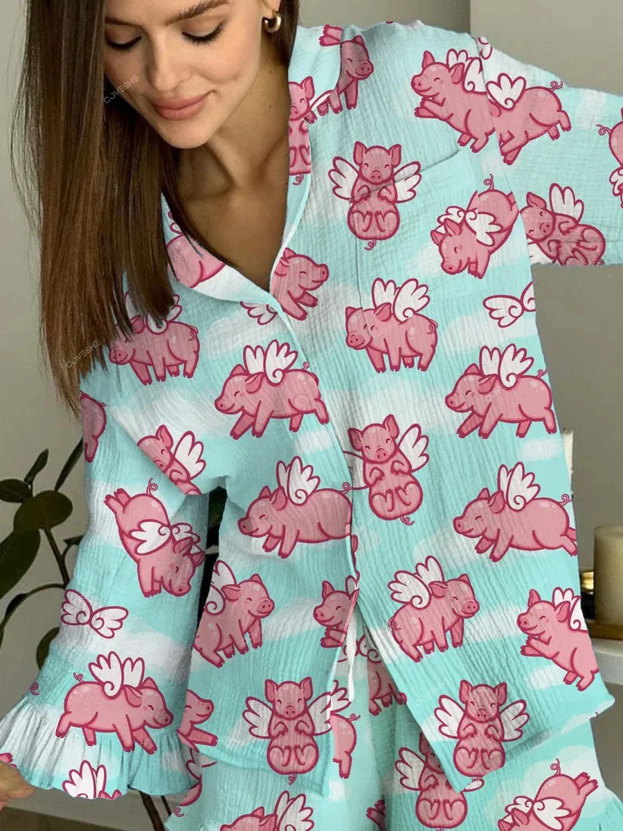 Women's Flying Pig Pajamas Set