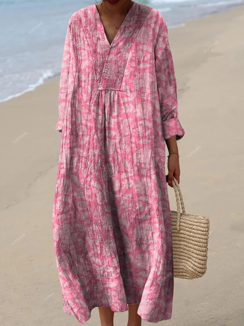 Women's Lovely Floral Art Print Flowy Dress