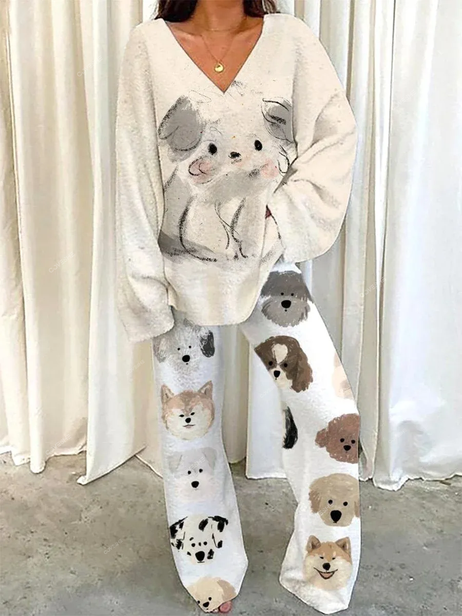 Women's Cute Puppy Loungewear Set