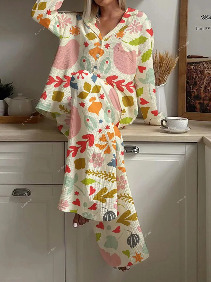 Women's Cute Birdie Print Pajama Set