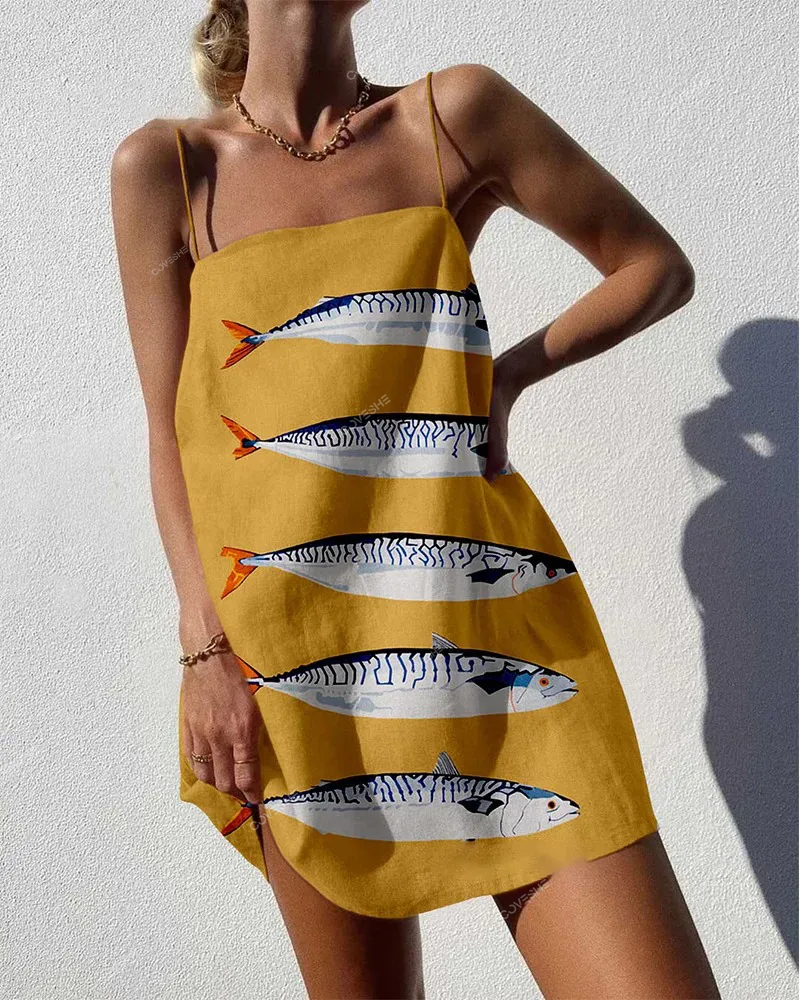 Vintage fish print mini dress