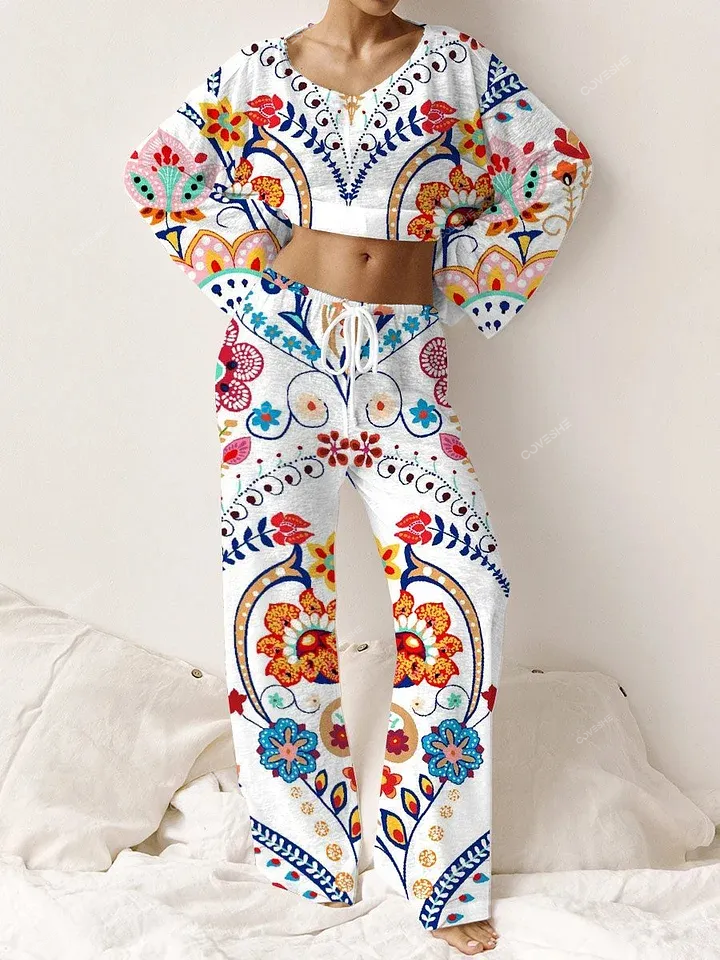 Ladies Bohemian Home Long Sleeve Suit