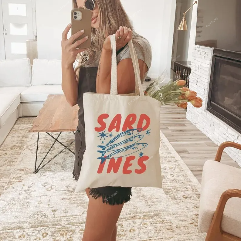 Sardines printed Tote Bag