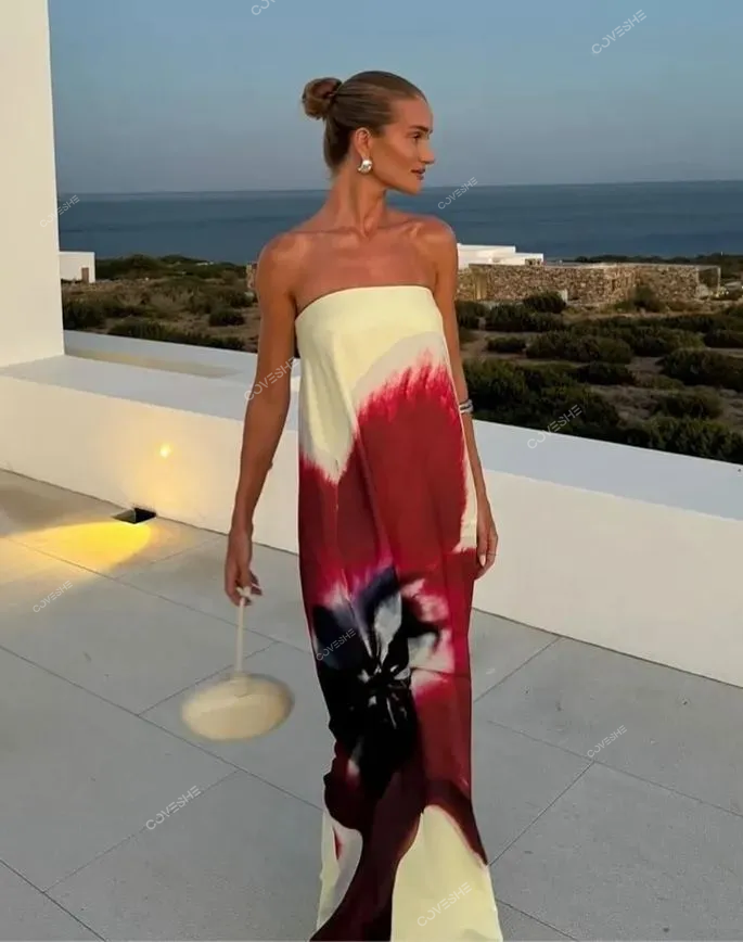 Fashion Print Design Sense Backless Dress