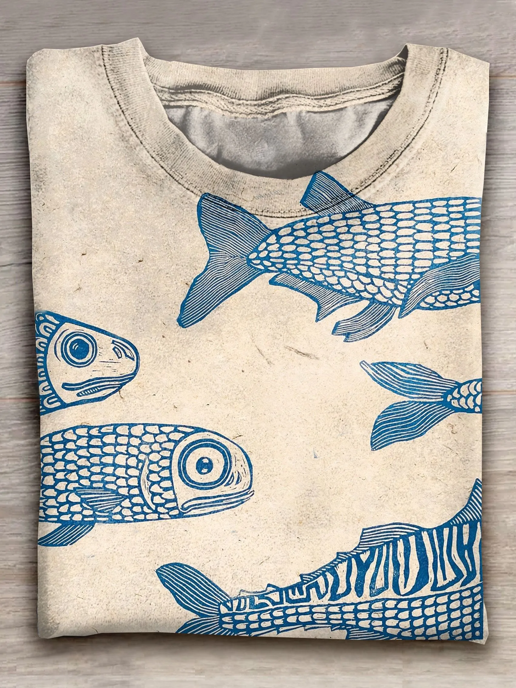Fish Art Print Casual Short Sleeve T-shirt
