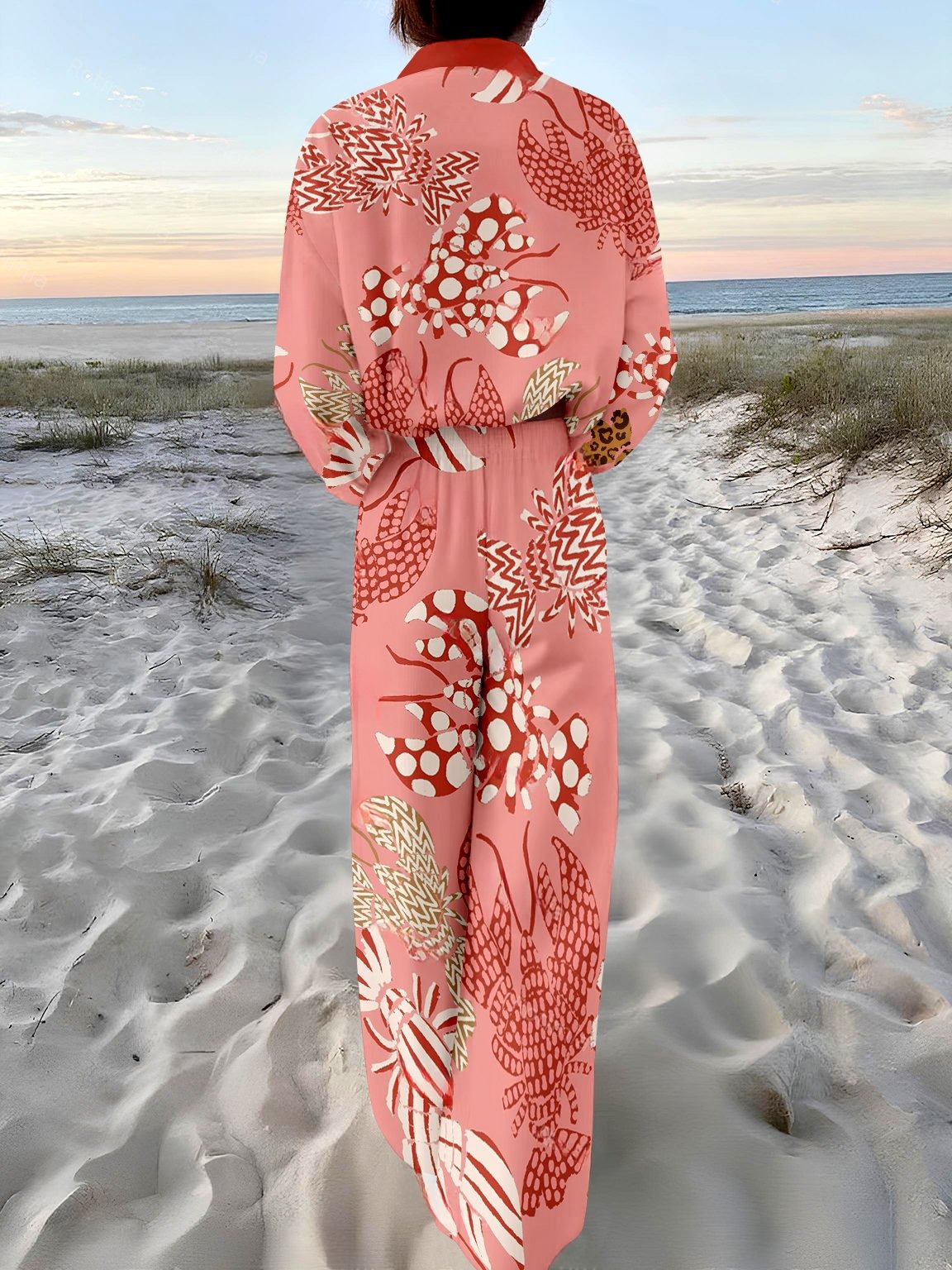 Polka Dot Lobster Printed Shirt Set