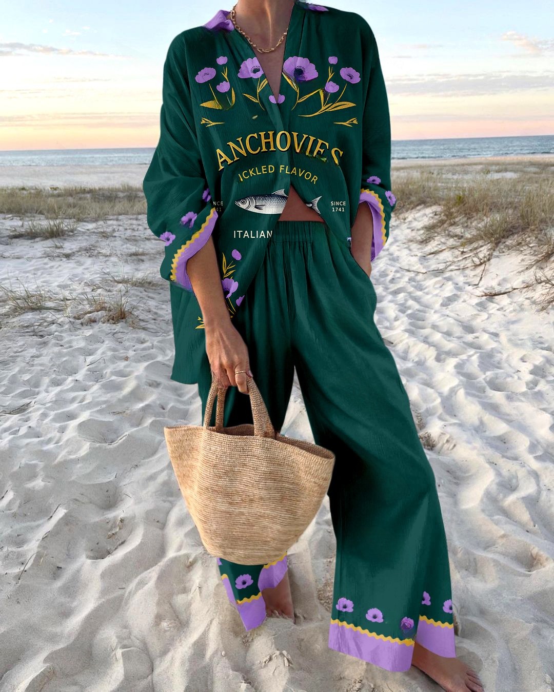 Anchovies Anemone Printed Shirt Set