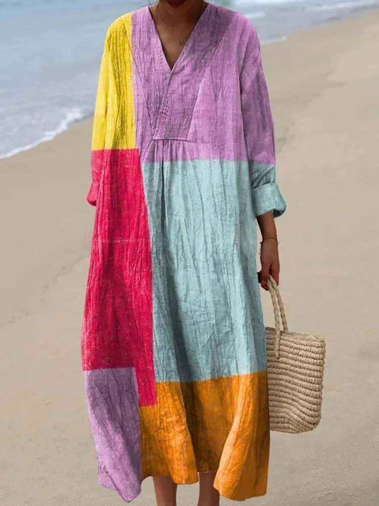 Women's Abstract Geometric Pattern Art Print Dress