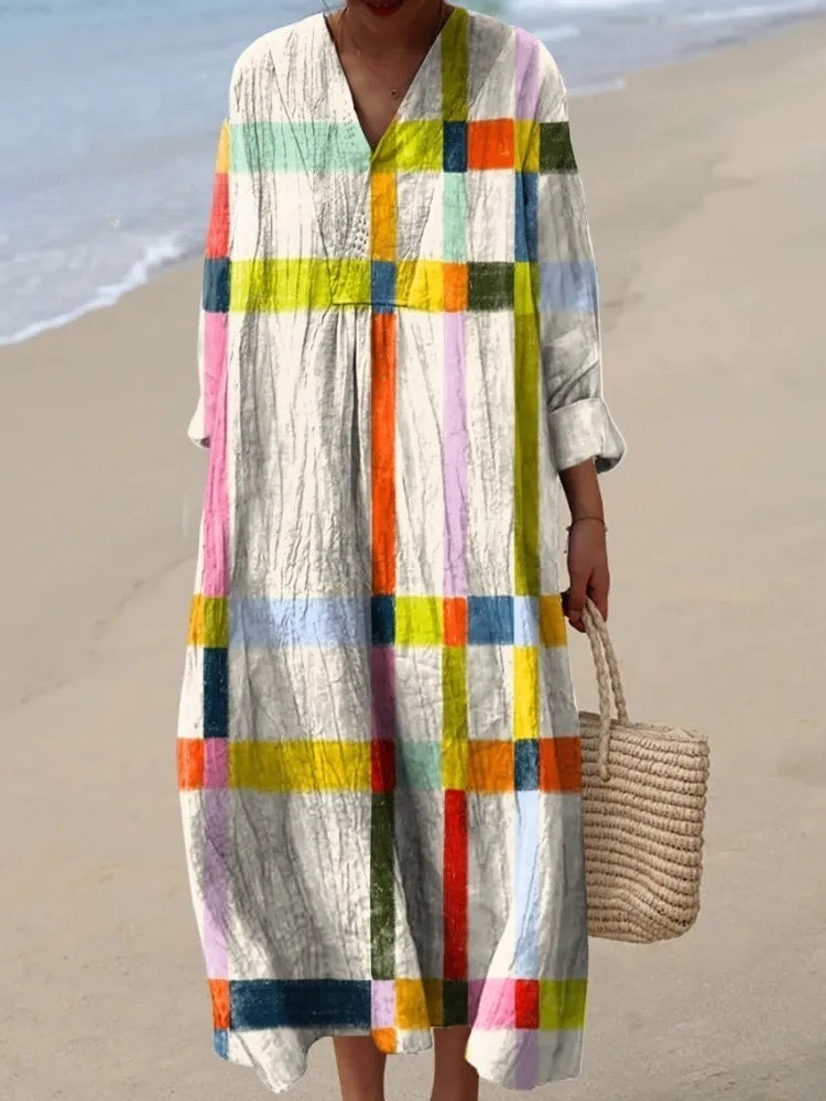 Women's Abstract Geometric Pattern Art Print Dress