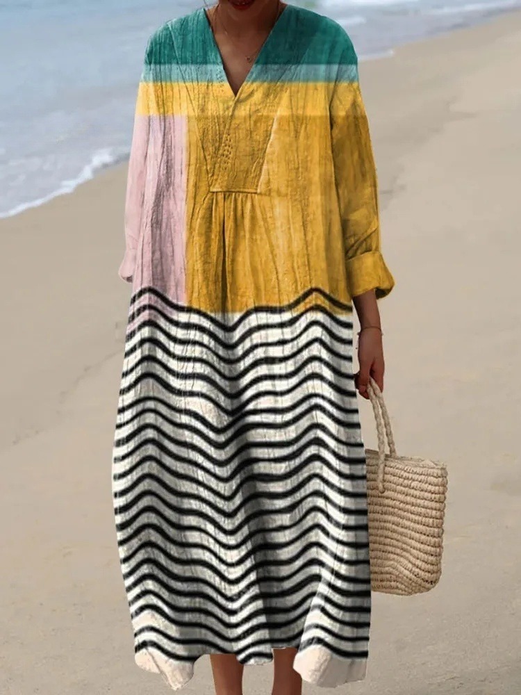 Women's Abstract Geometric Pattern Art Print Dress