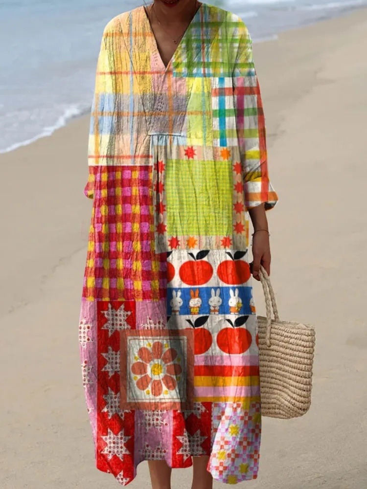 Women's Abstract Geometric Pattern Art Print Dress