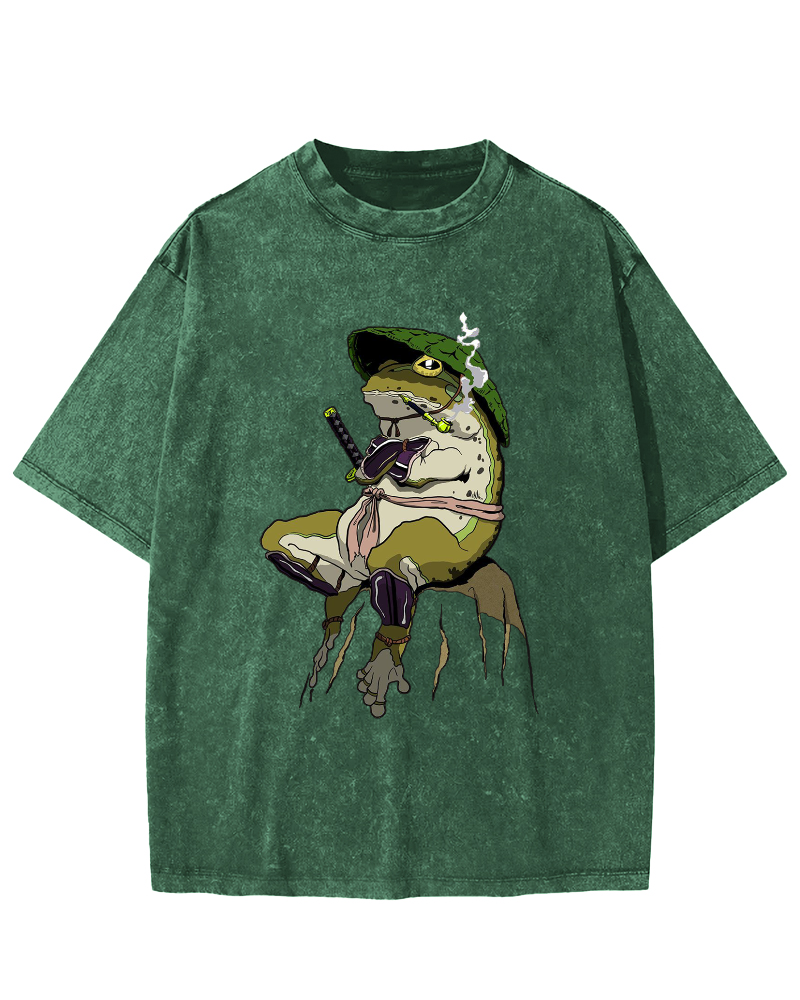 Frog Samurai Vintage Washed T-shirt