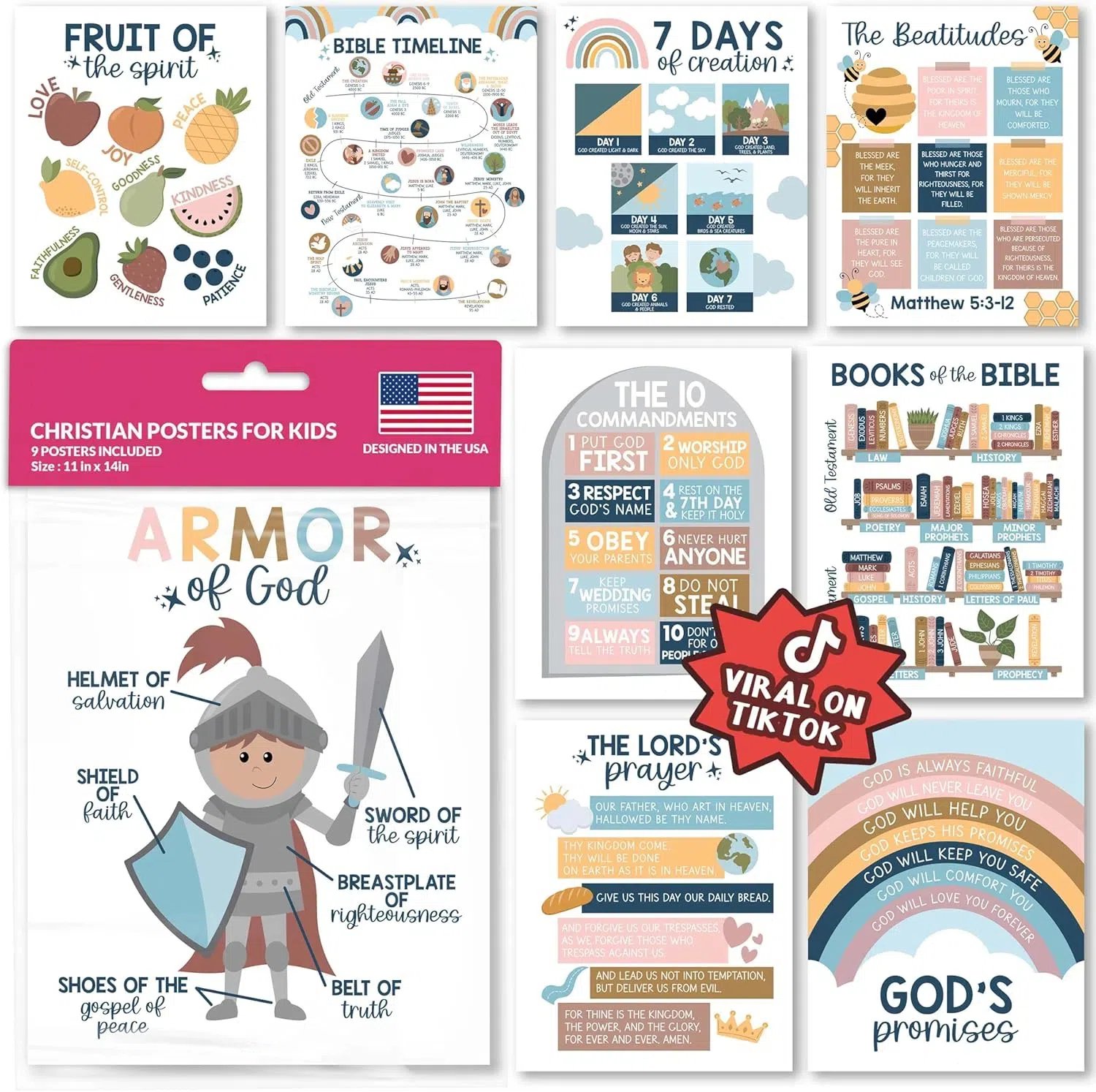 Christian Posters for Kids - 9/15 Posters Included