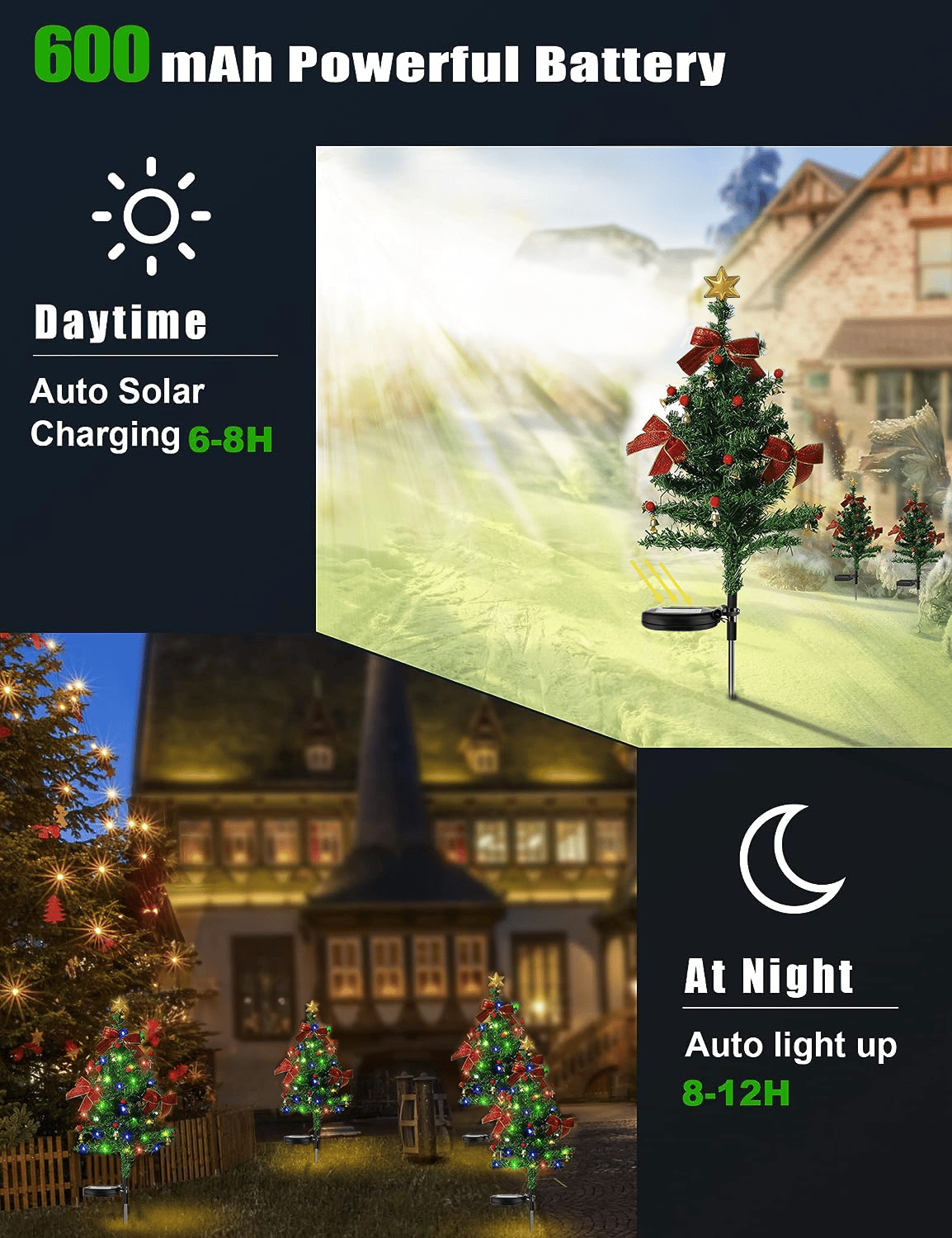 Solar Christmas Trees Lights Outdoor Decoration Waterproof