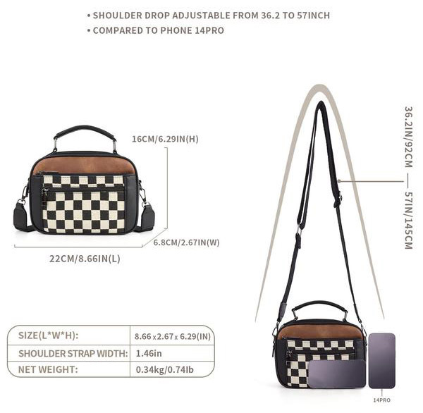 🔥Hot Sale Now 49% OFF - Checkerboard Pattern Colorblock Crossbody Bag