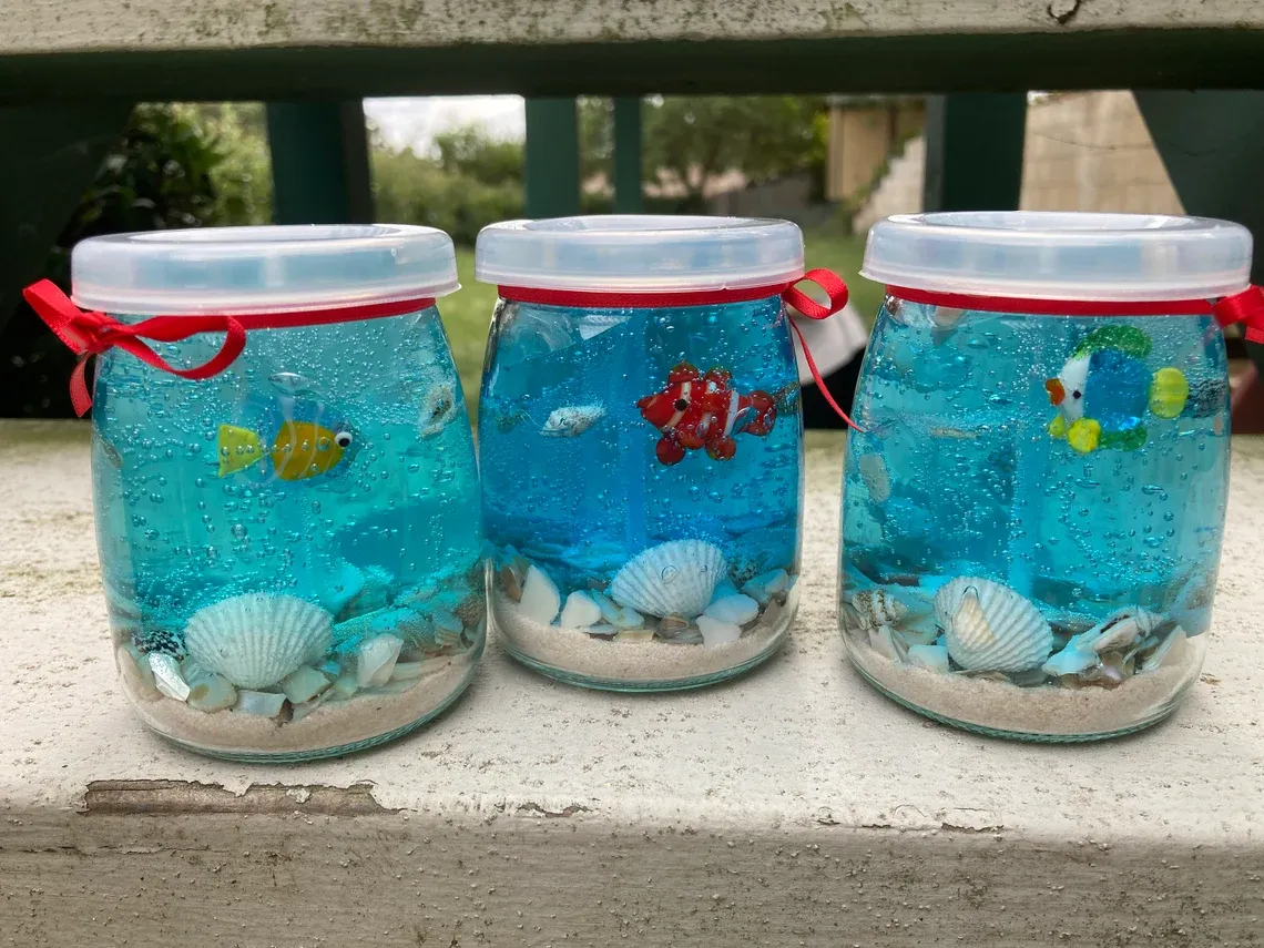 Gel Candle, Ocean Candle, Glass Fish Figure Inside Candle,All Season Decoration