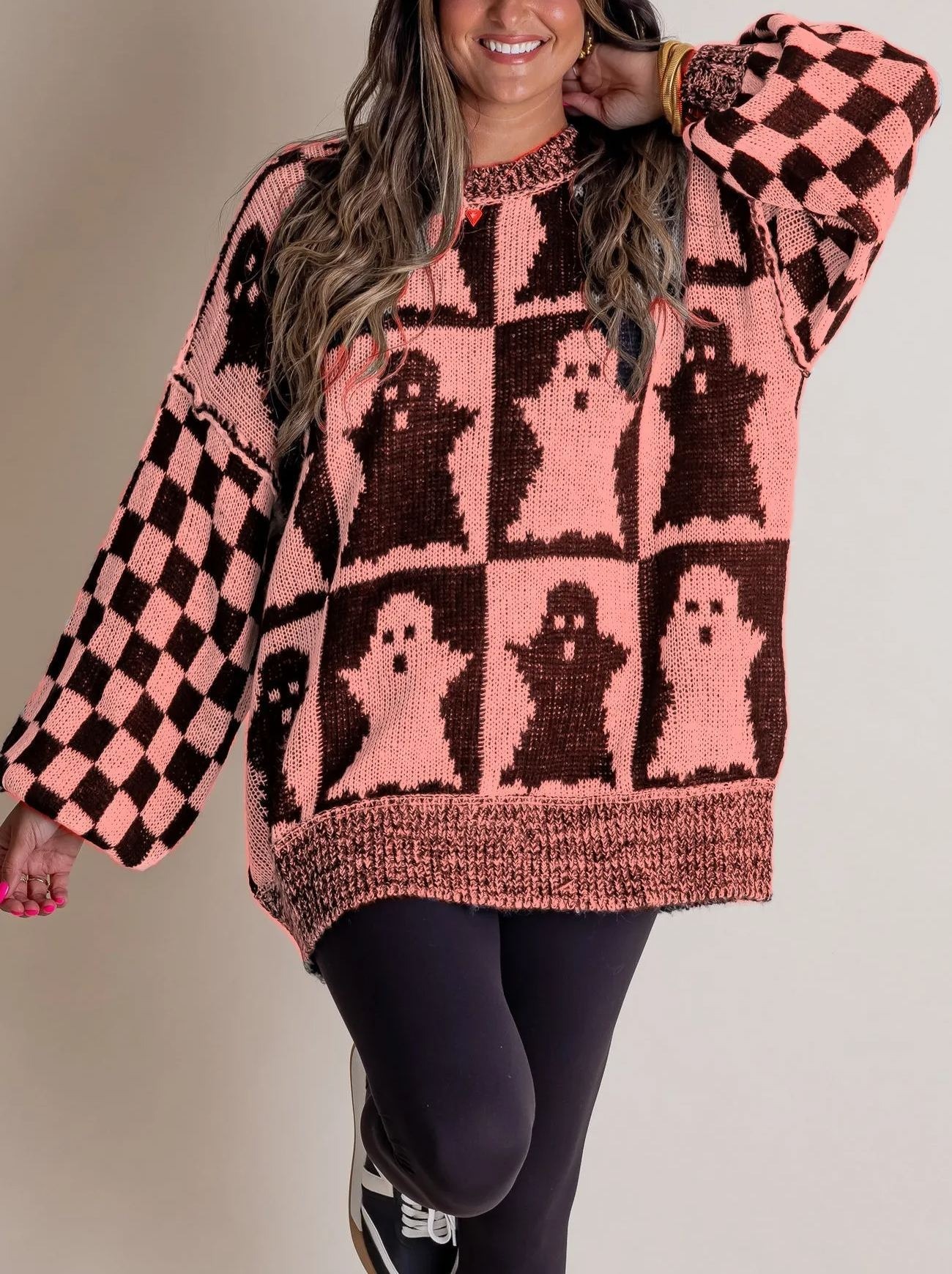 2024 Halloween Checkered Sweater-SPOOKY SEASON