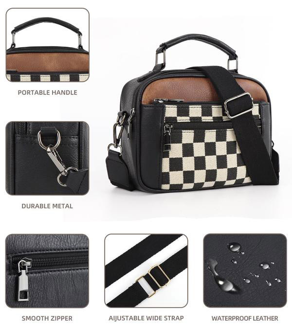 🔥Hot Sale Now 49% OFF - Checkerboard Pattern Colorblock Crossbody Bag