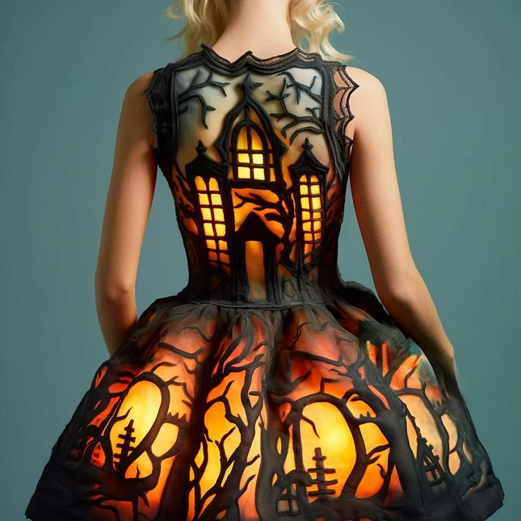 These stunning Halloween Silhouette Dresses Will Light Up Your Spooky Season!（Glow is a picture effect）