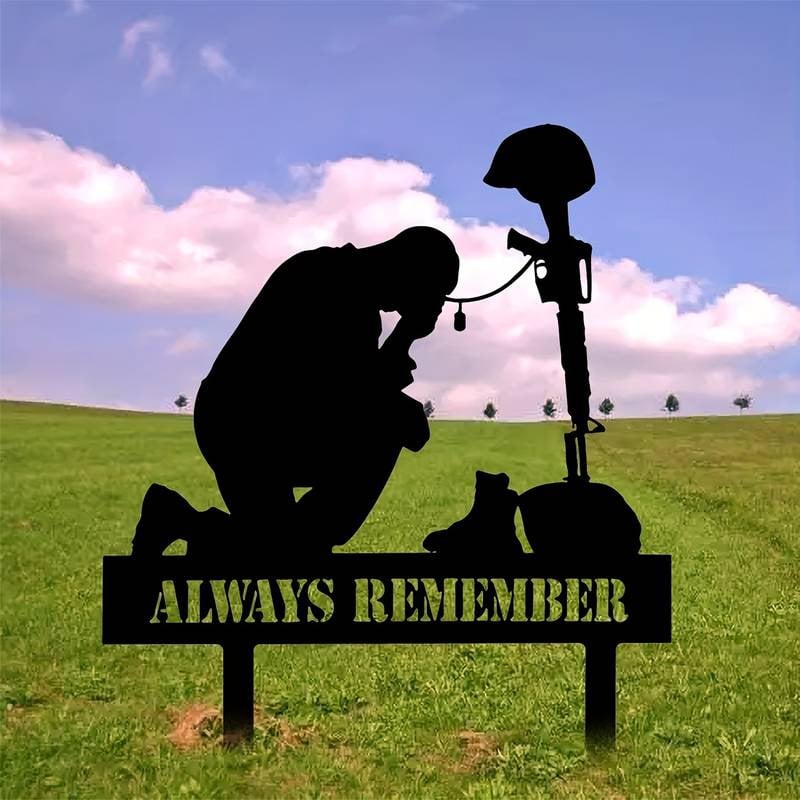 Memorial metal plaque for fallen soldiers, yard decoration
