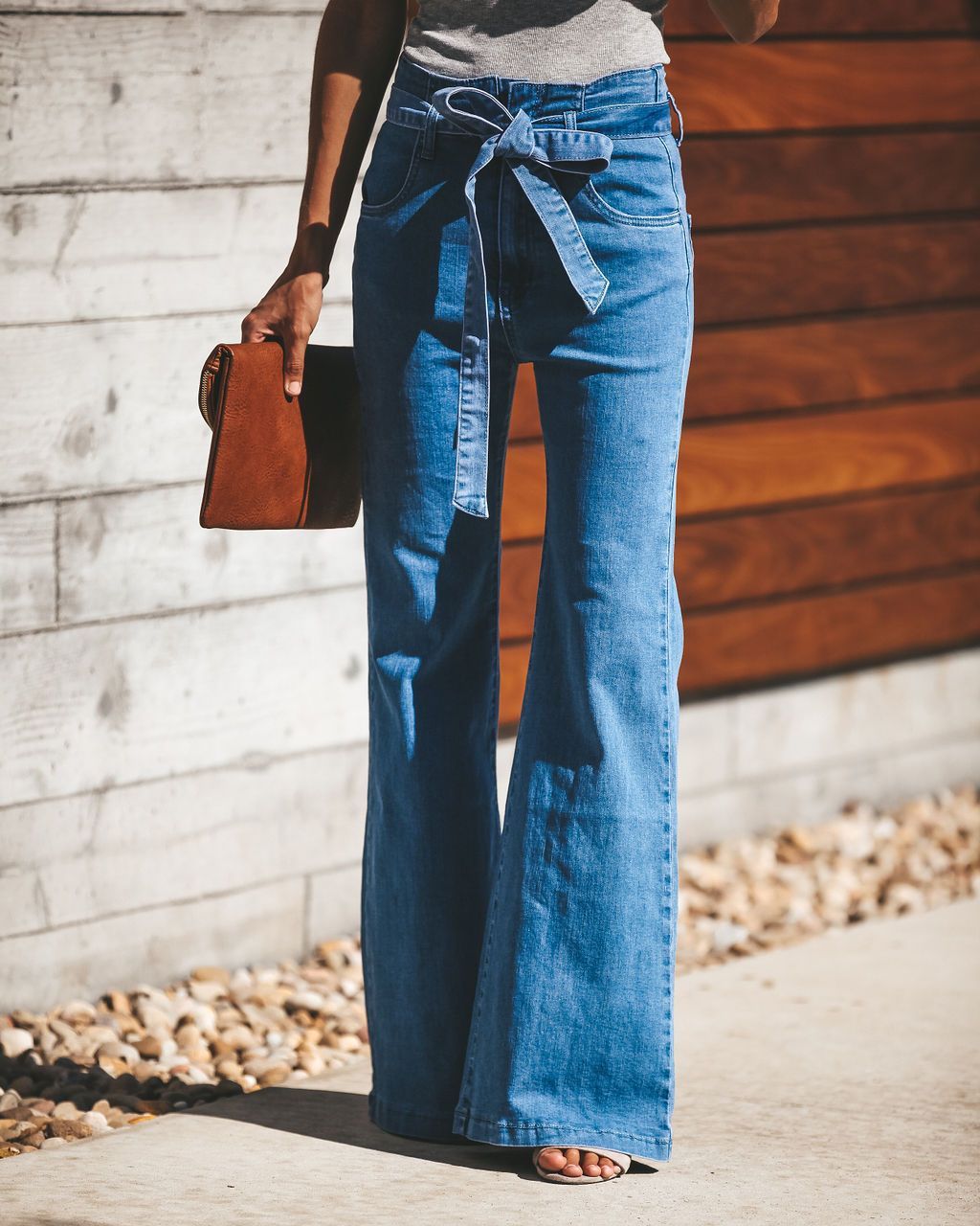 High Waisted Sky Blue Wide Leg Jeans