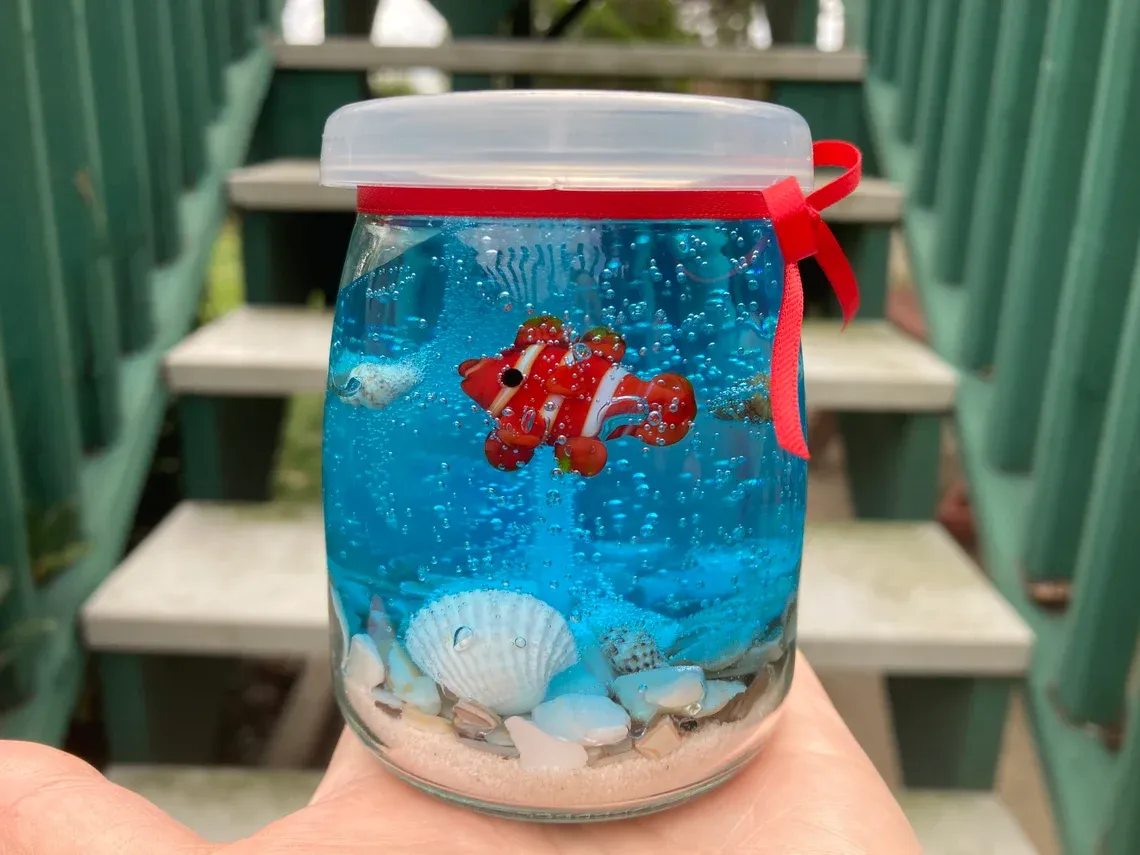 Gel Candle, Ocean Candle, Glass Fish Figure Inside Candle,All Season D