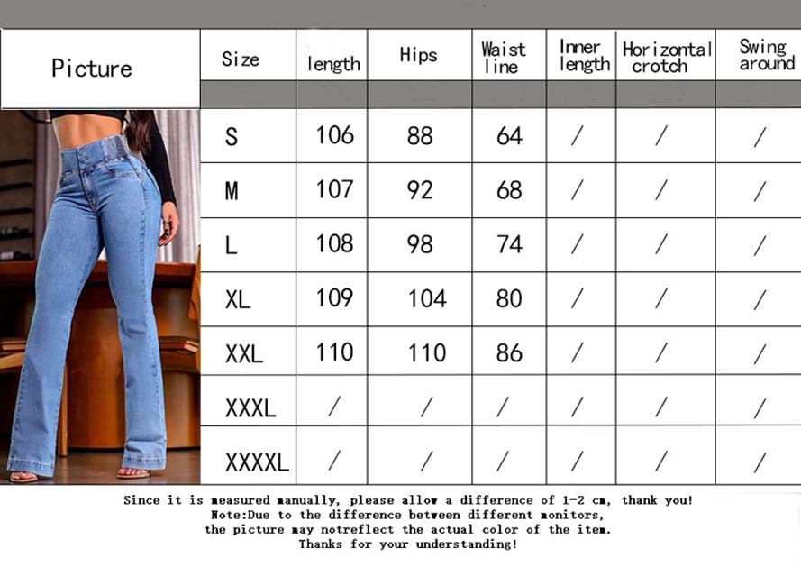 Women's Butt Lifting Bootcut Jeans High Waisted Wide Leg Baggy Jean