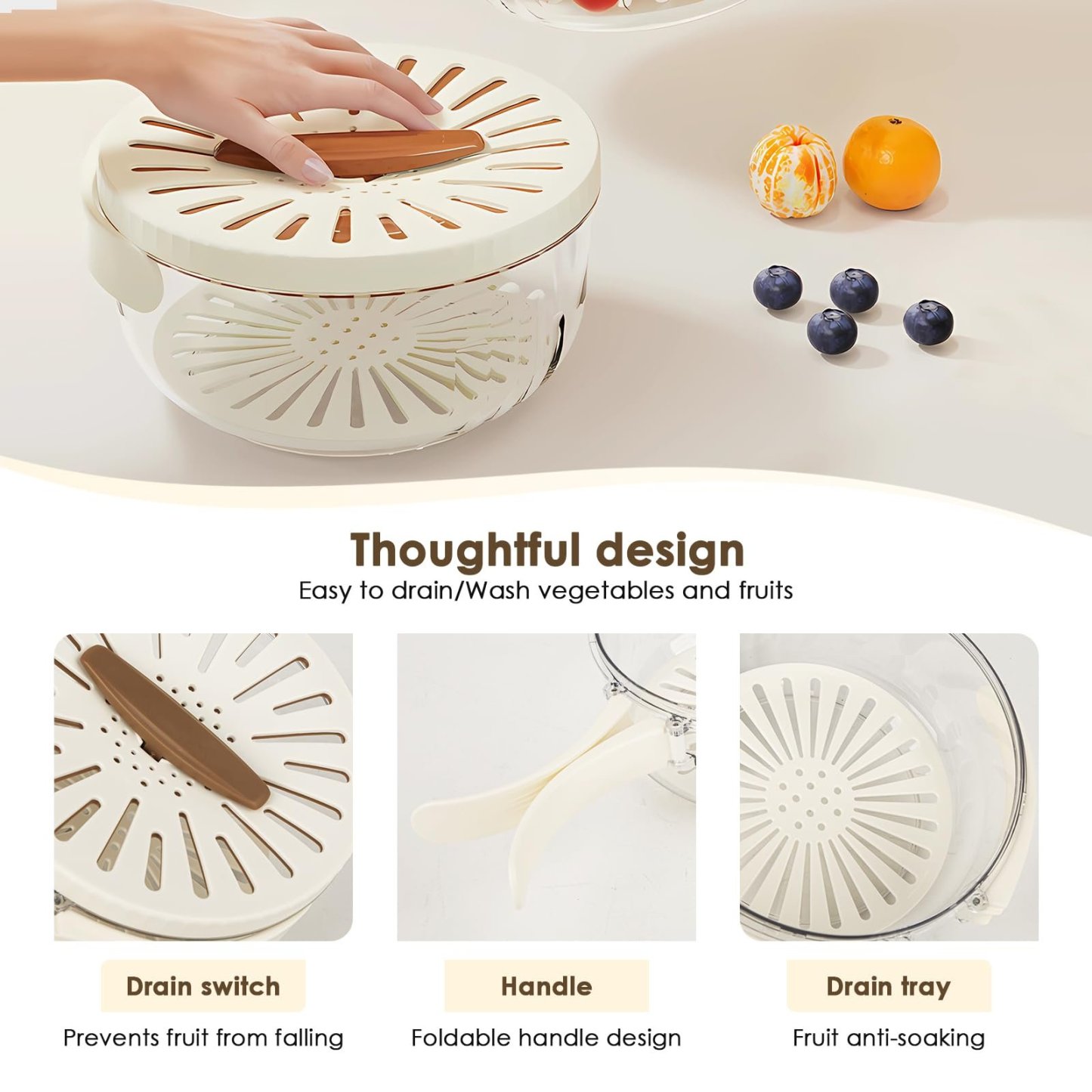 🎁2025 Hot Sale Now — 3 in 1 Kitchen Colanders Bowl