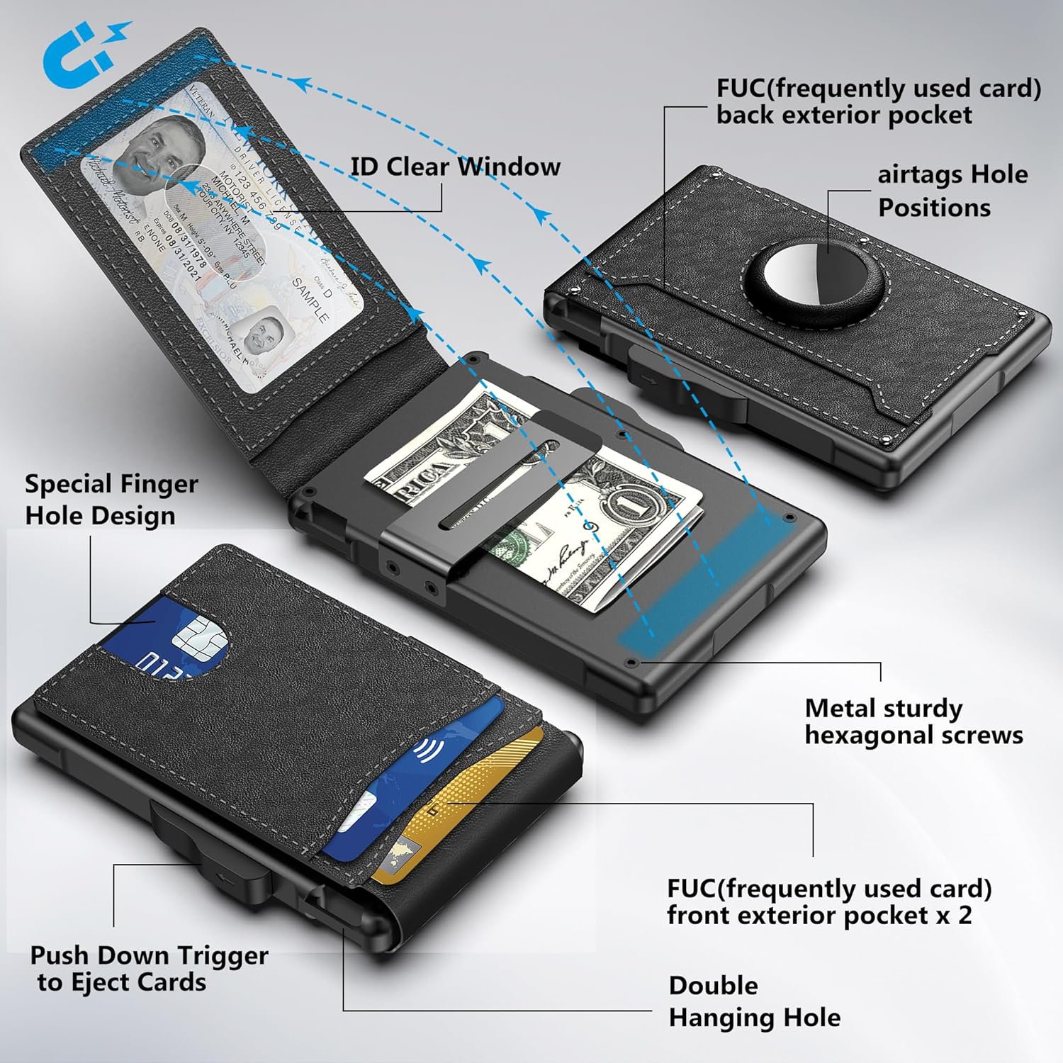 🎁2025 Hot Sale Now — AirTag Wallet - with Pop Up Aluminum Case