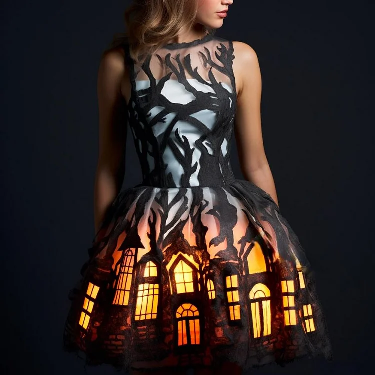 These stunning Halloween Silhouette Dresses Will Light Up Your Spooky Season!（Glow is a picture effect）