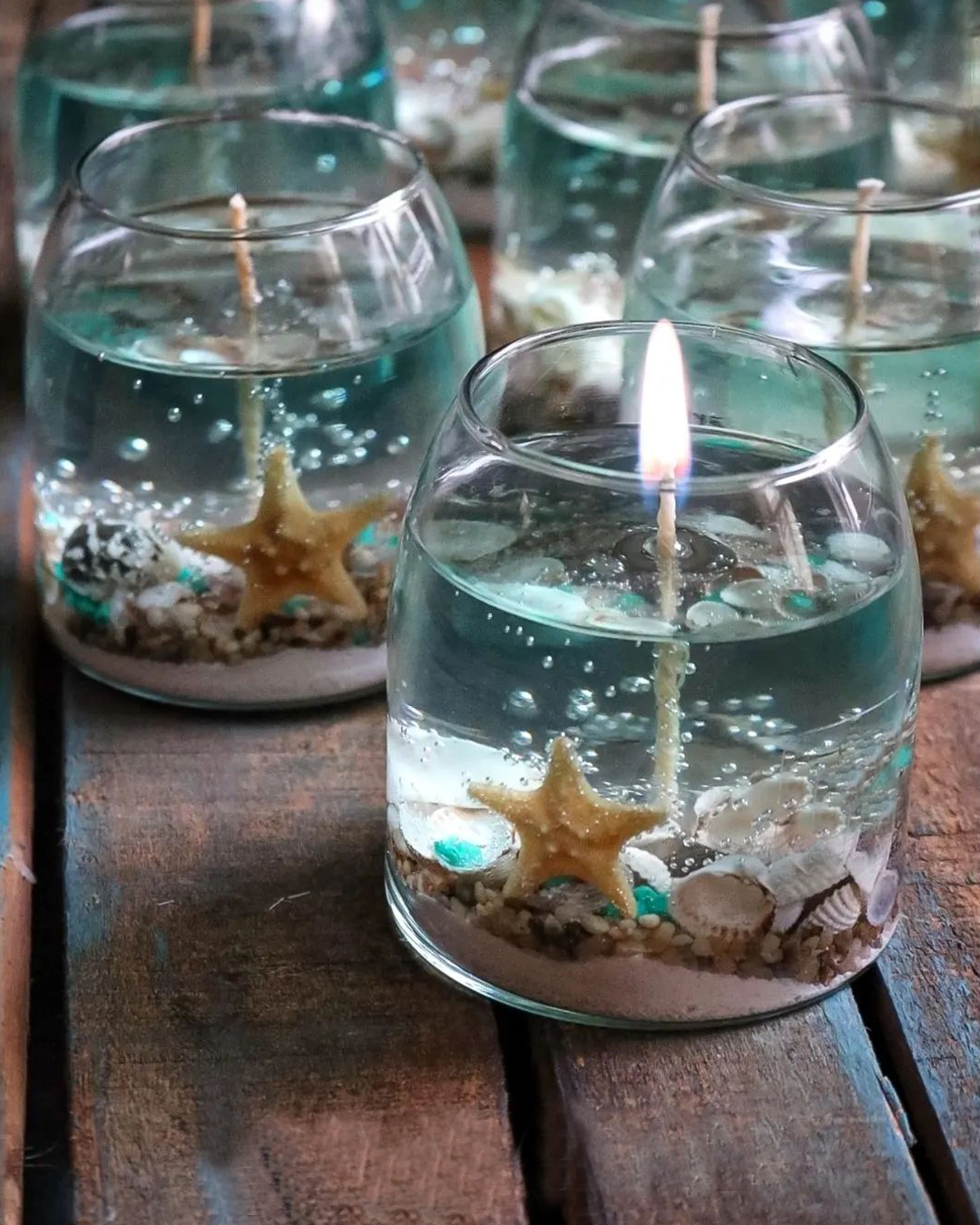 Ocean Theme Green Gel Candle