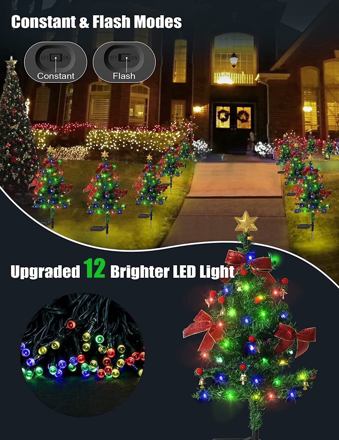 Solar Christmas Trees Lights Outdoor Decoration Waterproof