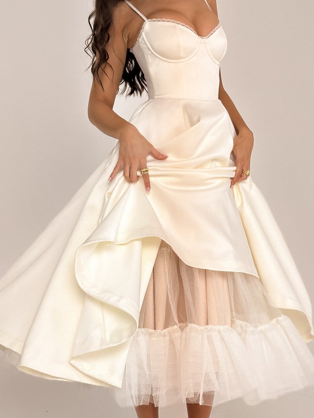 🔥Final Hot Sale-49% OFF🔥 Satin Tulle Midi Dress(FREE SHIPPING)