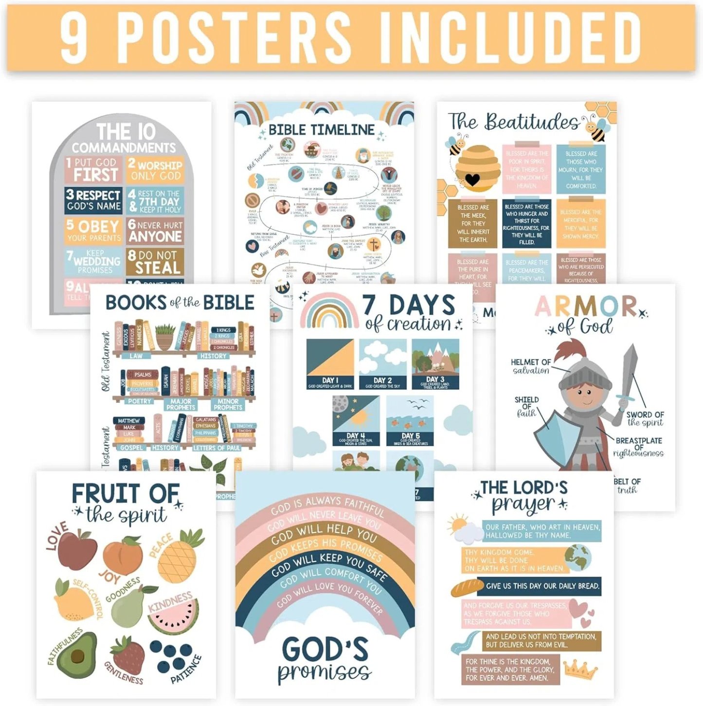 Christian Posters for Kids - 9/15 Posters Included