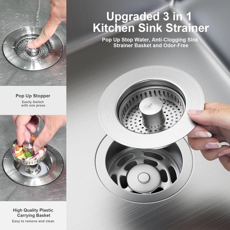 🔥Final Hot Sale-49% OFF🔥 3-in-1 Stainless Steel Sink Drain Strainer
