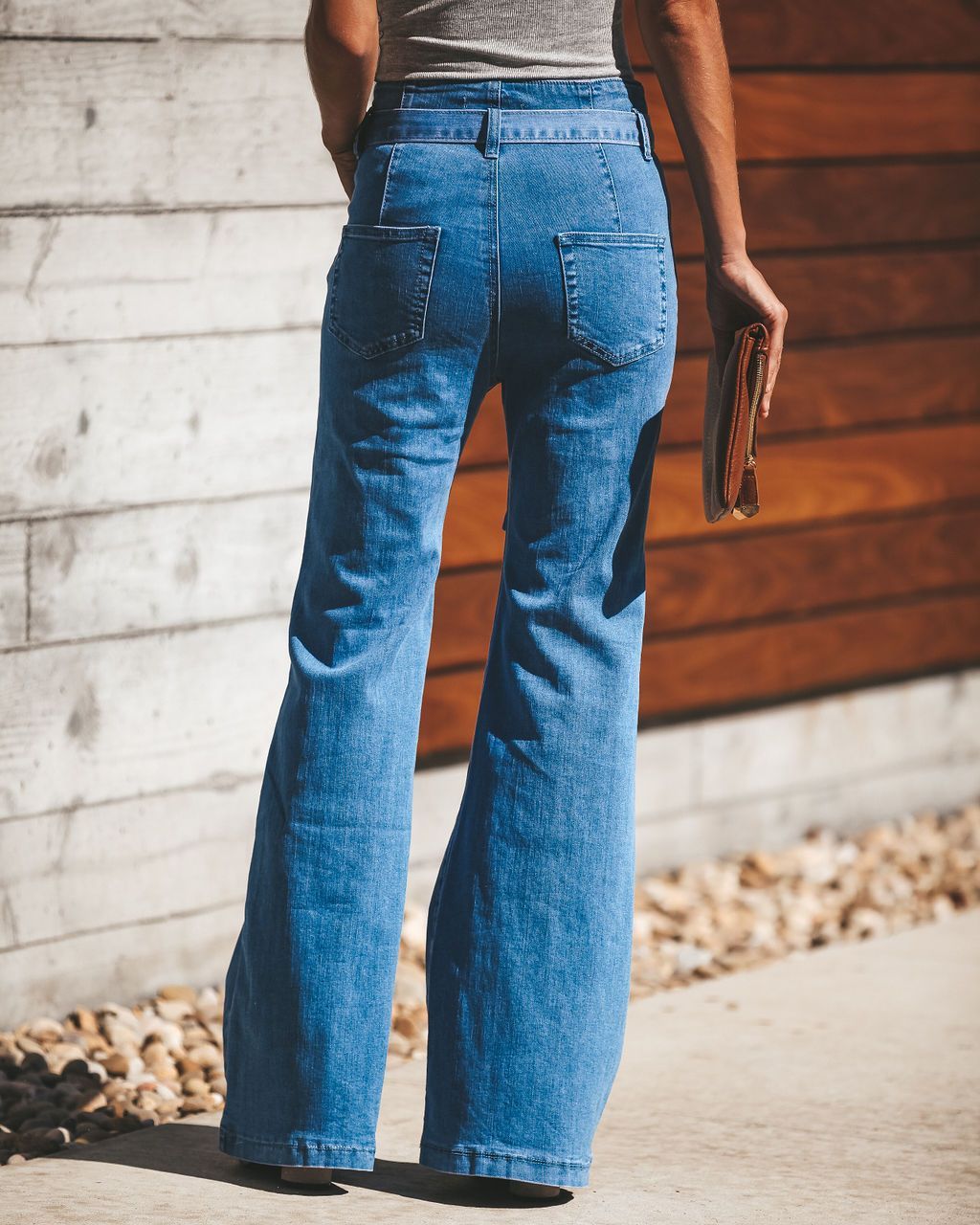 High Waisted Sky Blue Wide Leg Jeans