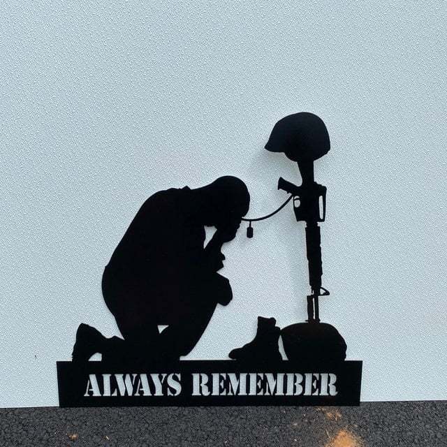 Memorial metal plaque for fallen soldiers, yard decoration
