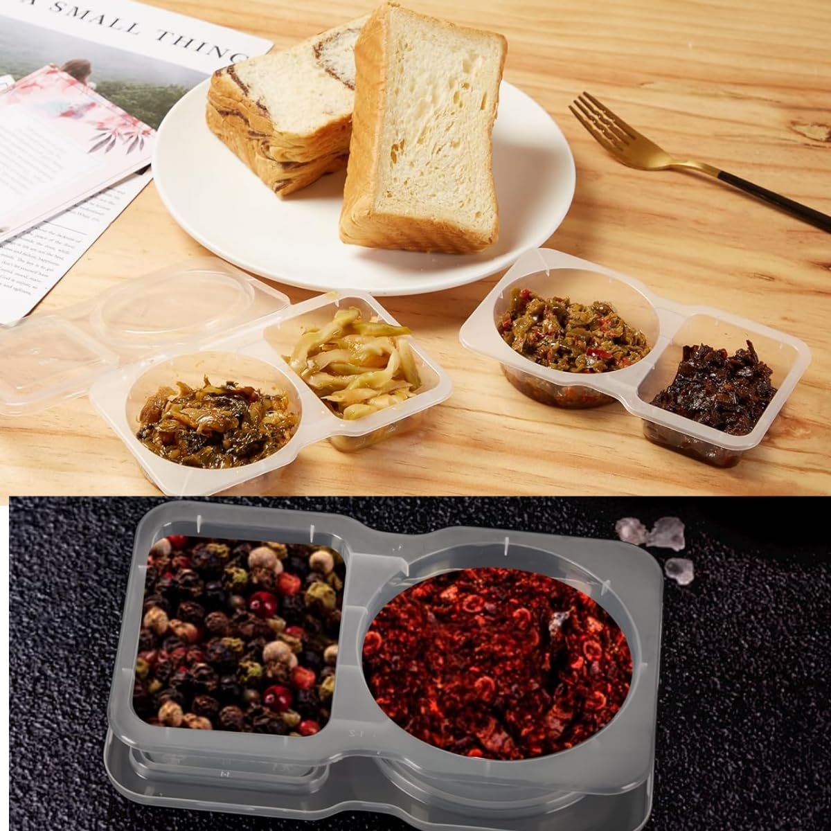 🔥2025 Hot Sale 49% OFF - Double Compartment Condiment Containers with Lids