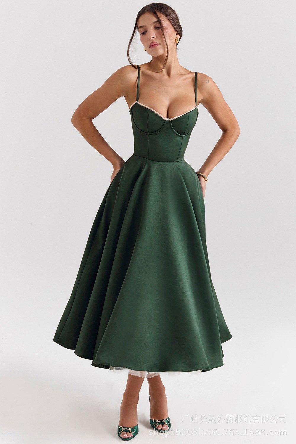 Satin Tulle Midi Dress(FREE SHIPPING)