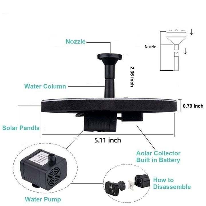 🔥2025 Hot Sale 49% OFF - Solar Powered Water Fountain