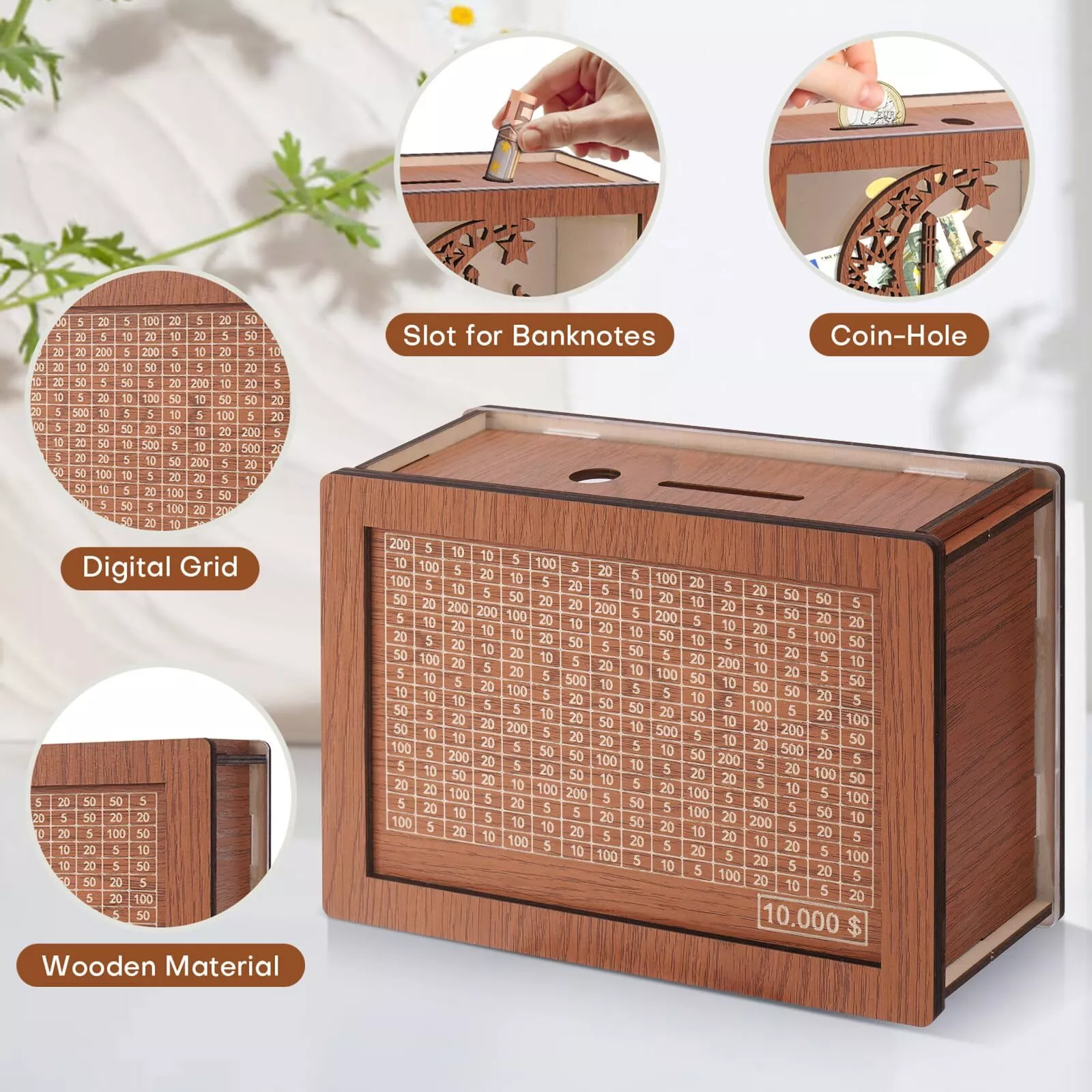 🔥Final Hot Sale-49% OFF🔥 Wooden Money Box with Counter