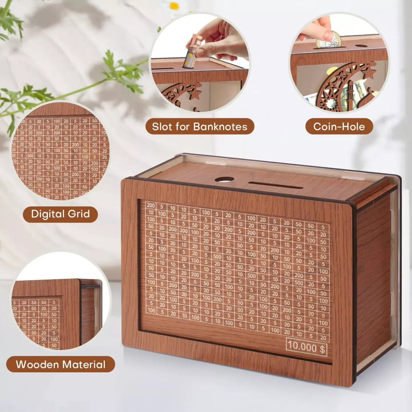 🔥Final Hot Sale-49% OFF🔥 Wooden Money Box with Counter
