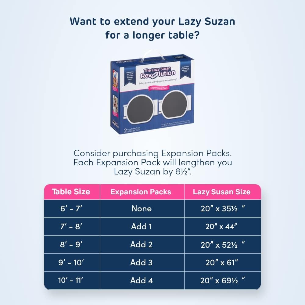 Original Dark Gray - The Lazy Susan Revolution - The First Patented Lazy Susan Turntable Expandable for Rectangular & Oblong Tables - Kitchen & Dining Tables - Great Gift! Parties & Gatherings