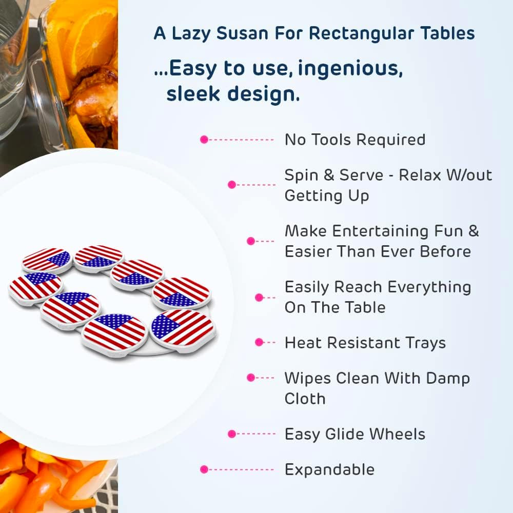 Original Dark Gray - The Lazy Susan Revolution - The First Patented Lazy Susan Turntable Expandable for Rectangular & Oblong Tables - Kitchen & Dining Tables - Great Gift! Parties & Gatherings