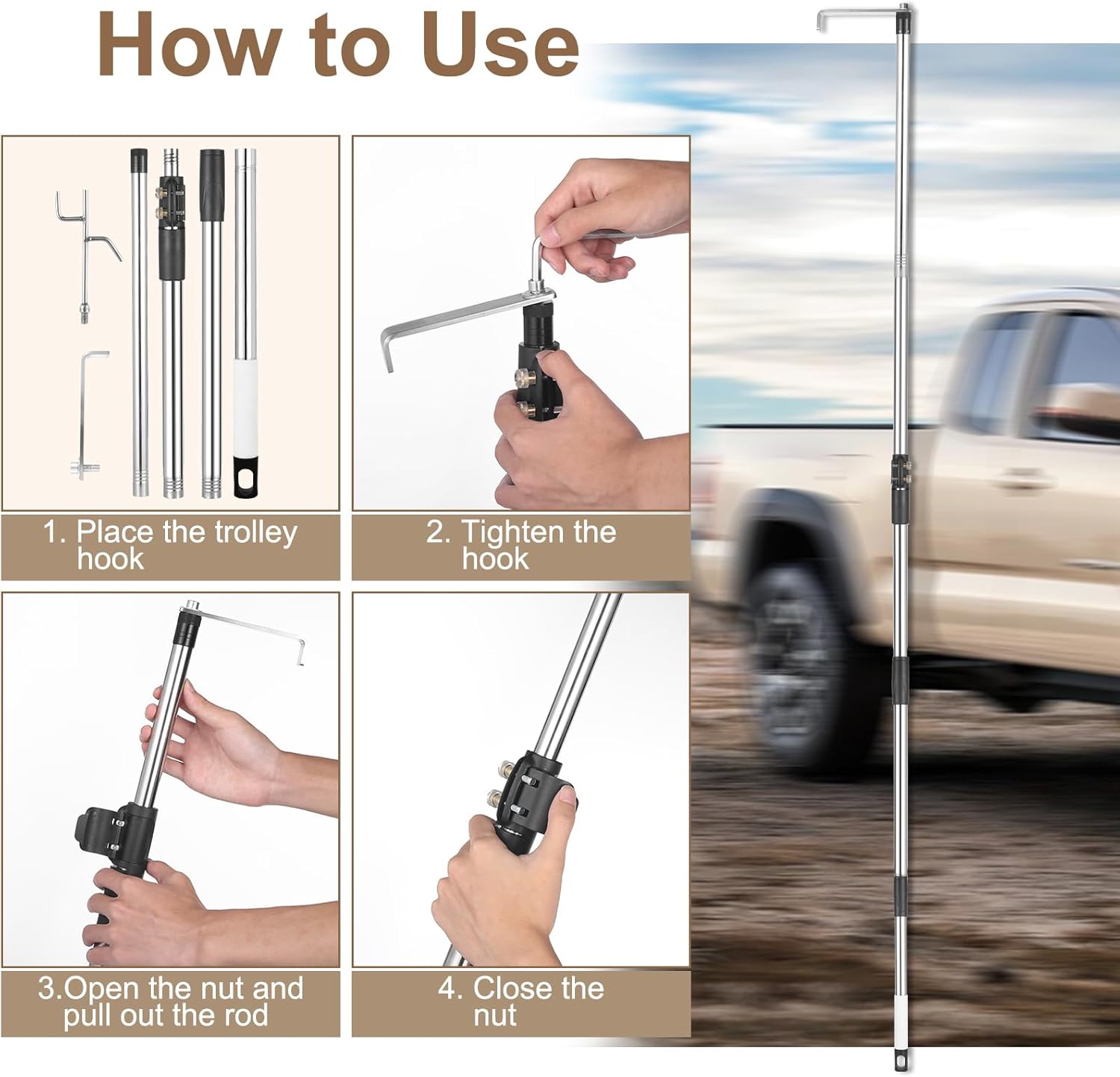 🔥2025 New Year Sale 49% OFF - Truck Cargo Grabber, Telescoping Pickup Truck Bed Retriever Tool