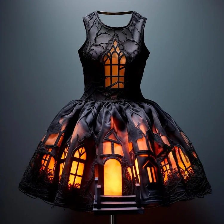 These stunning Halloween Silhouette Dresses Will Light Up Your Spooky Season!（Glow is a picture effect）