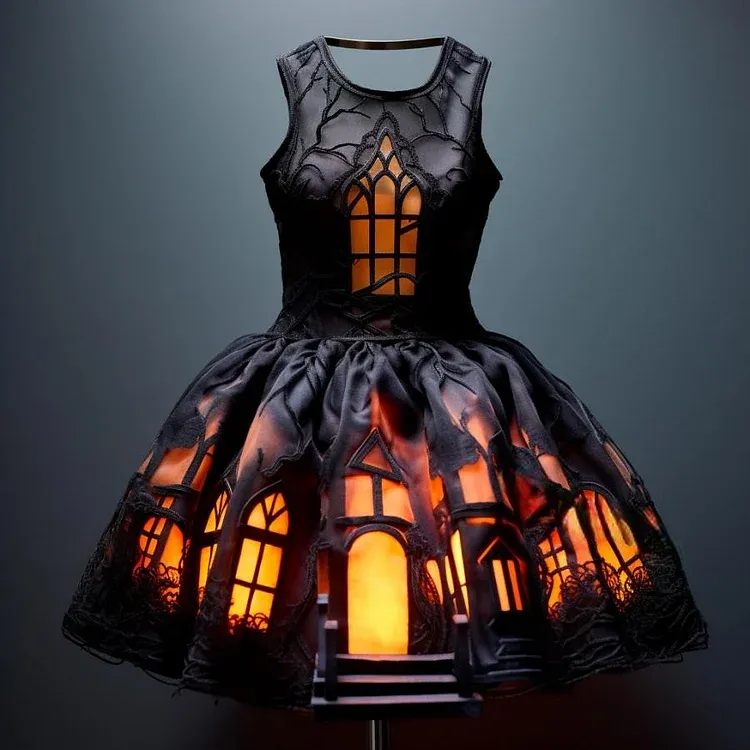 These stunning Halloween Silhouette Dresses Will Light Up Your Spooky Season!（Glow is a picture effect）