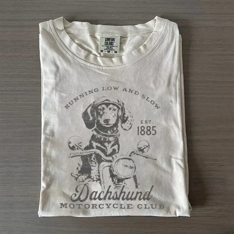 Comfort Funny Retro Dog Motocycle T-shirt